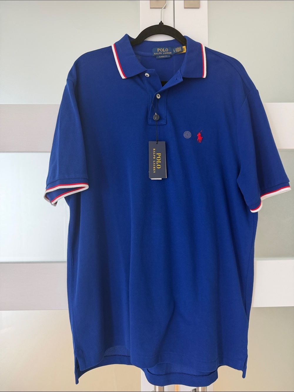 Polo by Ralph Lauren Royal Blue Polo with Red Logo and White-Trim  size L